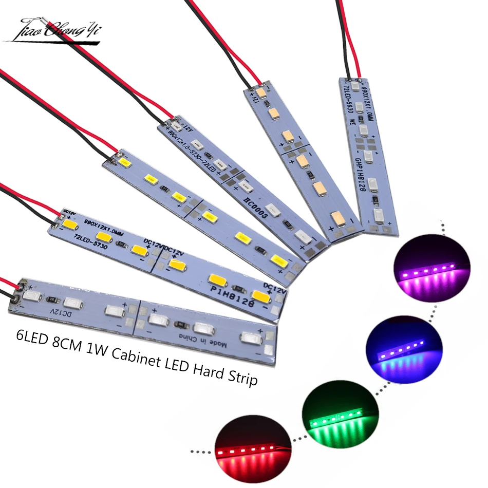 10PCS 8cm Led Strip Light DC12V 6LEDs LED Bar Lights Cold White/Warm white 5630 5730 LED Hard Strip