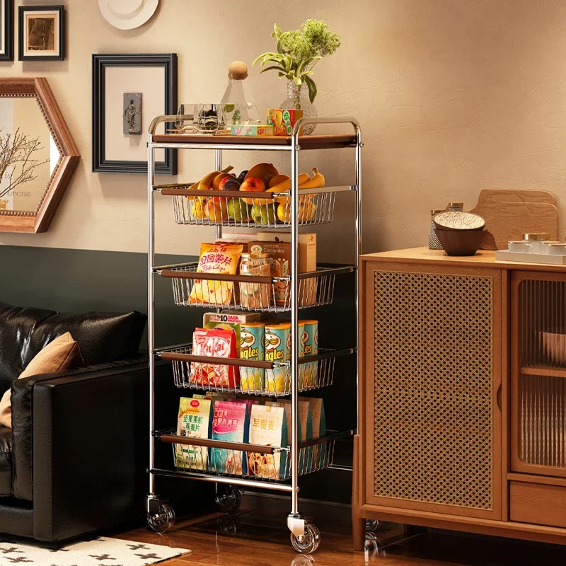 

A Living Room Move Storage Salon Trolley Household Retro Kitchen Multifunction Salon Trolley Storage Rack Carrito Furniture