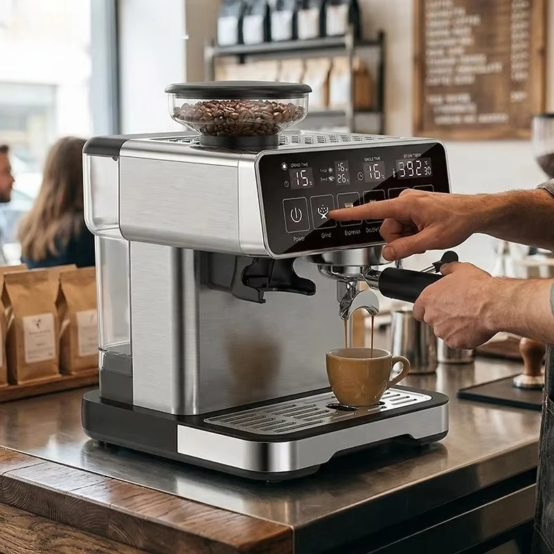 

Commercial Espresso Machine with Grinder 20 Bar Professional Touch Screen Semi-Automatic Coffee Maker for Cafe Business