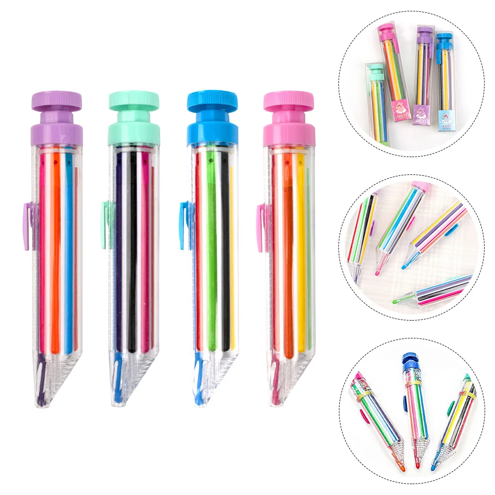 

4pcs Multicolor Crayons Rotating Kids Blue Pink Green Purple Children Pencils Daily Retractable Portable
