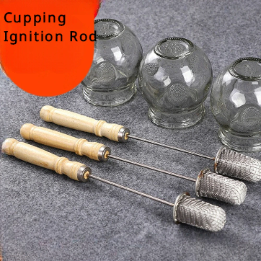 

2Pcs Cupping Booster Ignition Rod Wooden Handle Reusable Cotton Tip Burning Torch Massage Cupping Anti-scald Anti-slag Accessory