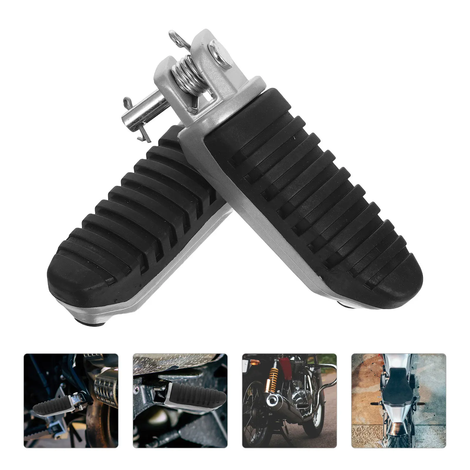 1Pair Universal Motorcycle Footrest Pedal Aluminum Rubber Anti Skid Front Foot Pegs Sturdy Electric Bike Rider Support