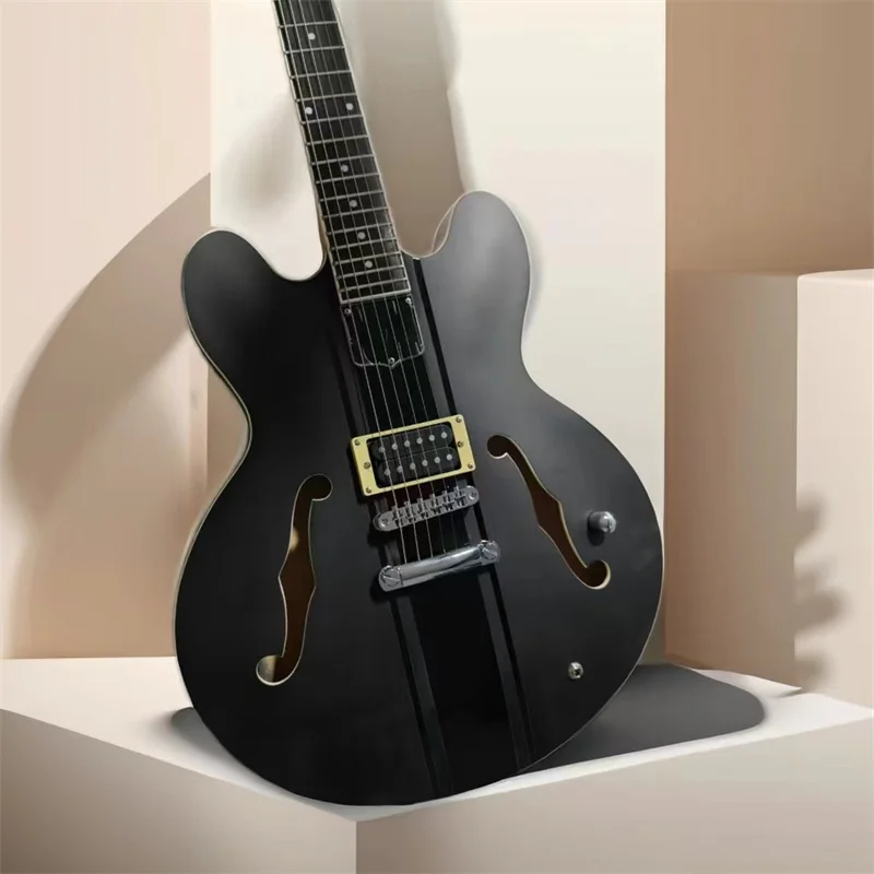 High quality semi-hollow ESa 333 6-string black electric guitar