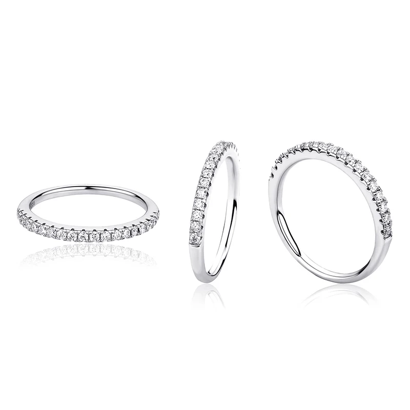 Eternity Vollbesetzter Moissanit-Ring 925 Sterling Silber Weißer Runder Moissanit-Diamant Schmuck Geschenk Dating Party Qualitätsring