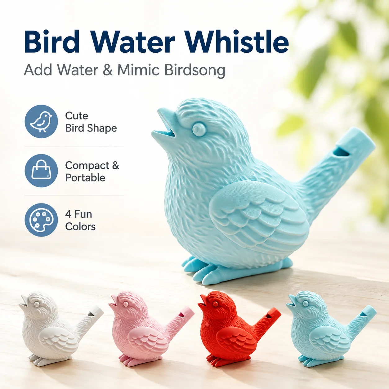 1 x 3D-Printed Bird Whistle – Water-Filled Musical Instrument / Decorative Toy / Gift / Home Decor