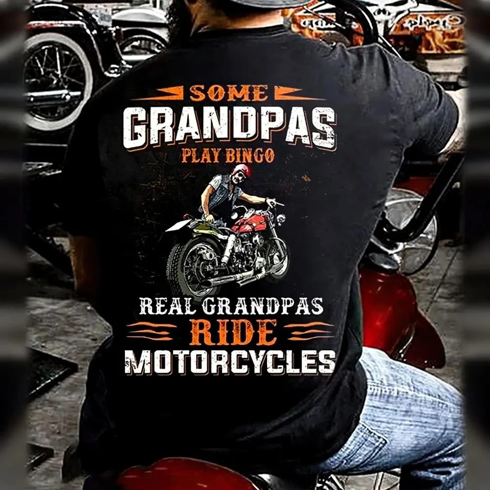 Summer Motorcycle T Shirt For Men Motor Biker 3d Print Vintage Short Sleeve Old Man Tee Shirt Homme Moto T-shirt Racing Camiseta