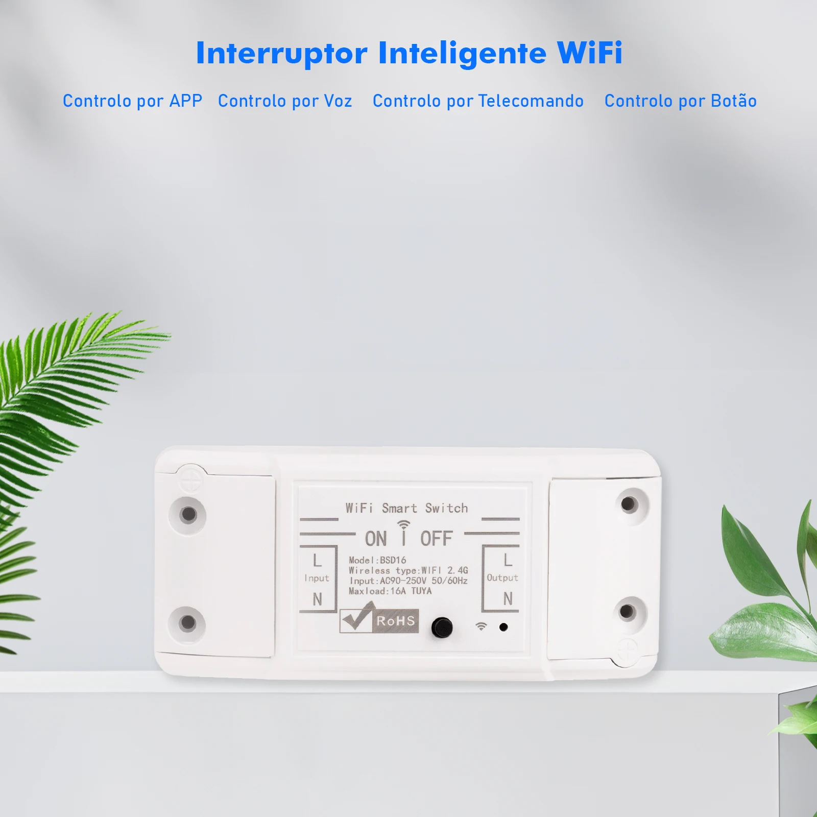 Interruptor Inteligente WiFi 16A TUYA - Controle por App, Voz e Temporizador - Compatível com Alexa e Google Assistant