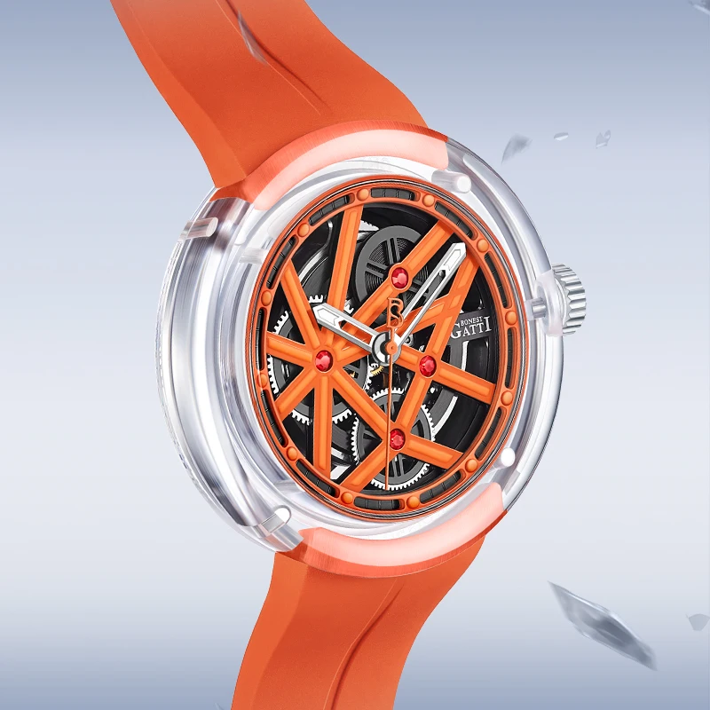 

BONEST GATTI Men's Automatic Mechanical Watches German Man Automatic Watch Skeleton Wristwatch Valentine Gift Boyfriend Metavers