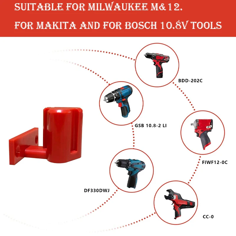 For Makita For Milwaukee/Bosch 10.8/12V Battery Holder Tool Holder Dock Mount Battery Holder Wall Mounted Tool Storage Organize