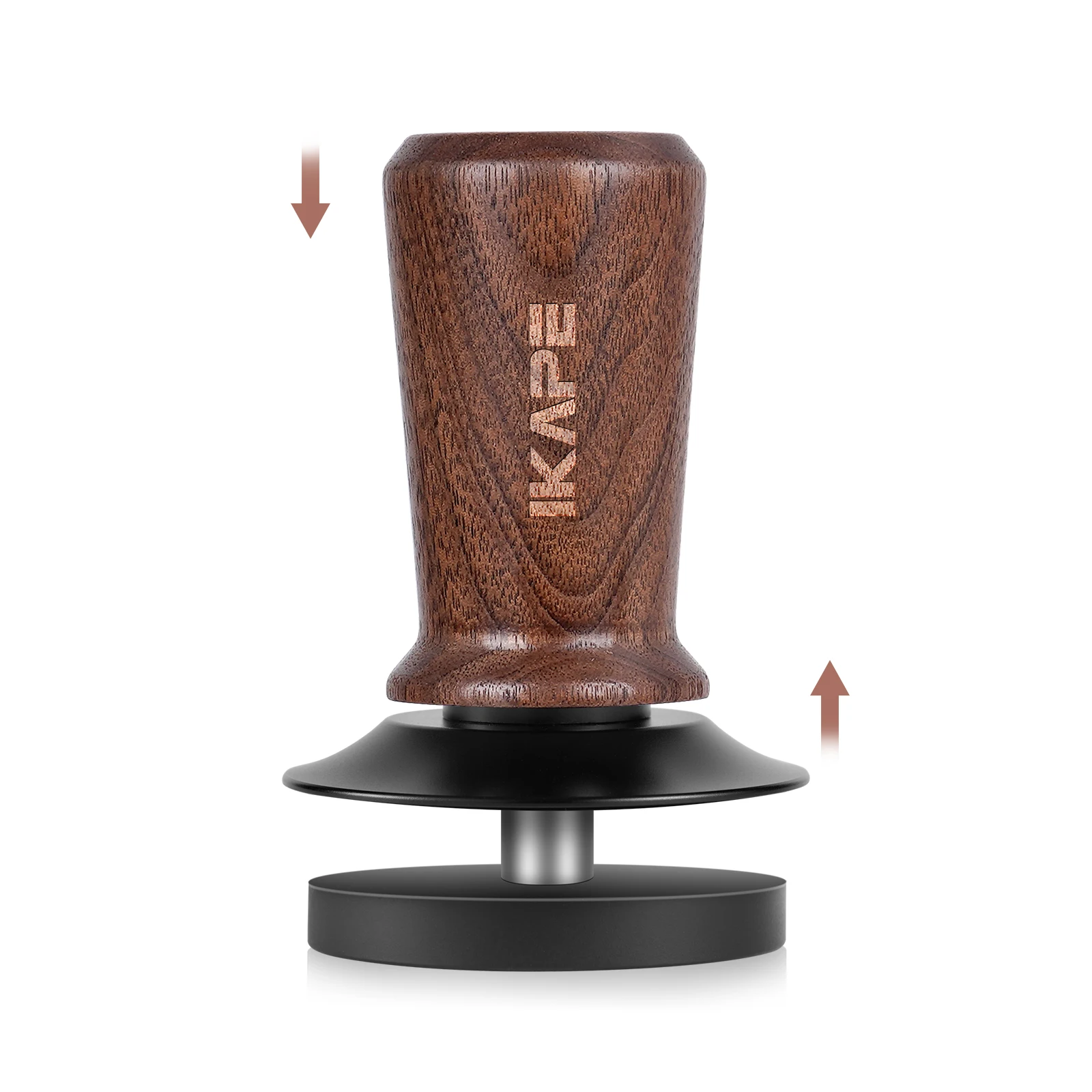 IKAPE Coffee Wooden Tamper V3, Espresso Walnut Tamper with Calibrated Spring Loaded And Titanium PVD Coating Base Fit 51/54/58mm