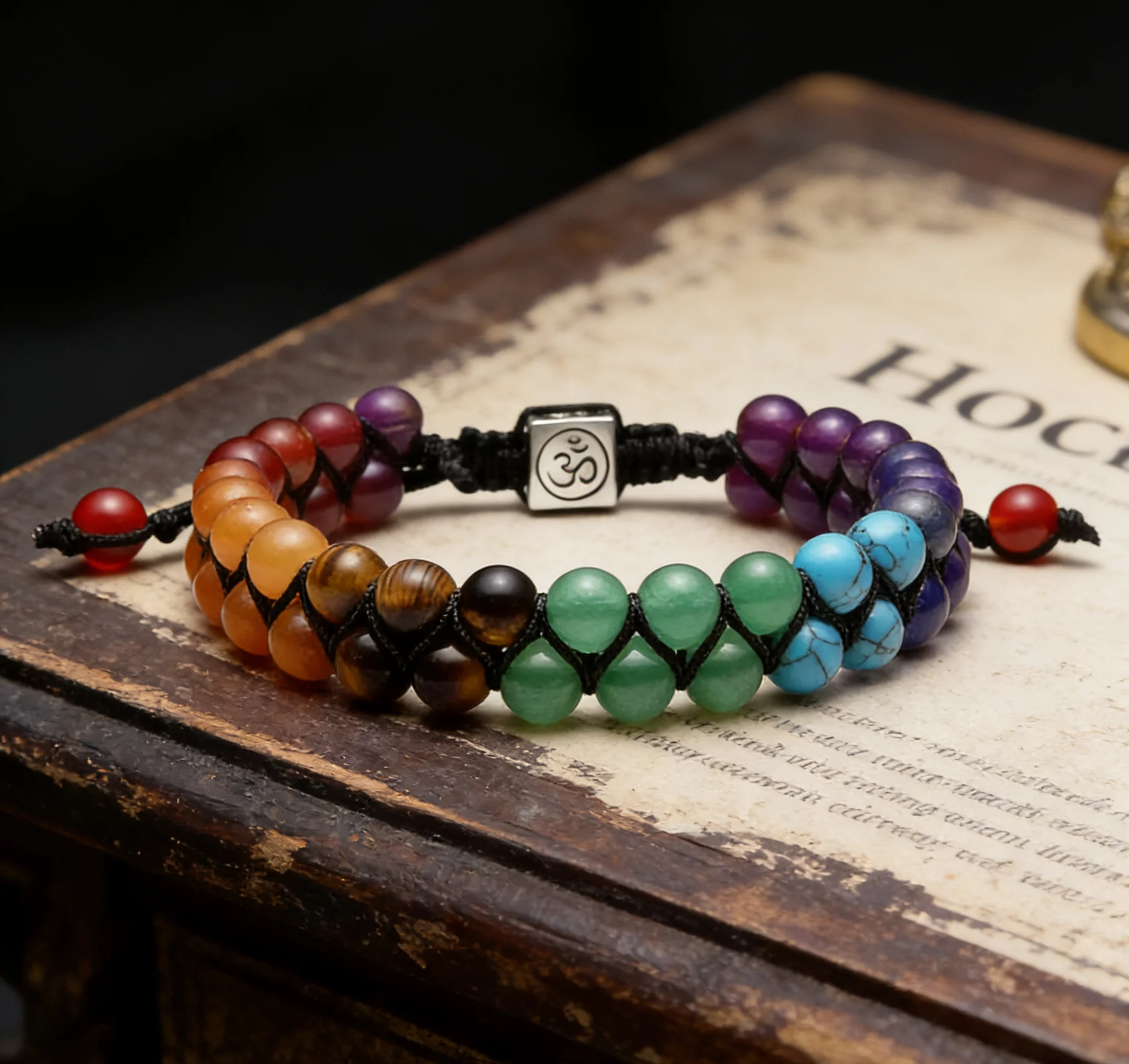 Chakra Treatment Crystal Bracelet Yoga Stone Adjustable Beads Bracelet Meditation Relaxation Anxiety Women's Bracele