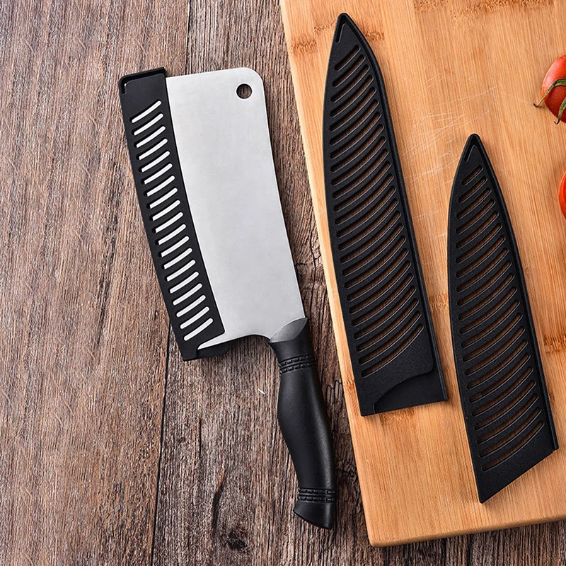 Knife Sheath Black Plastic Knife Covers Hollow Knife Blade Protector Cover Edge Guards Case Kitchen Accessories