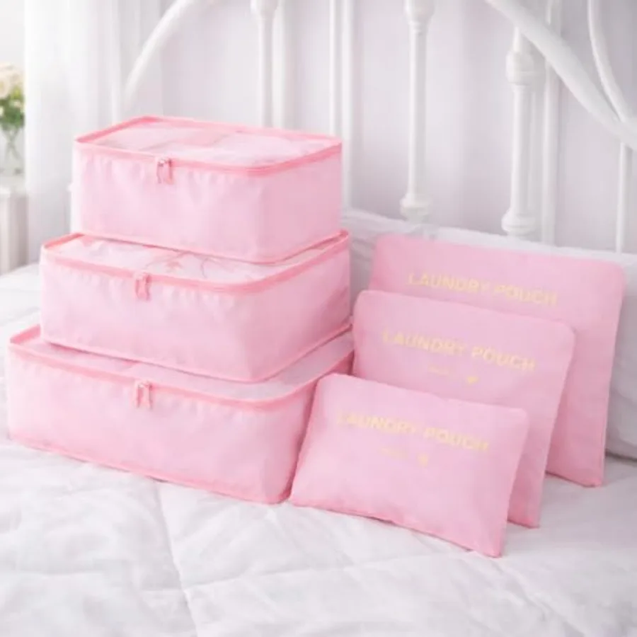 

Набор из 6 дорожных органайзеров для багажа: легкие сумки-кубики для хранения одежды, обуви и туалетных принадлежностей