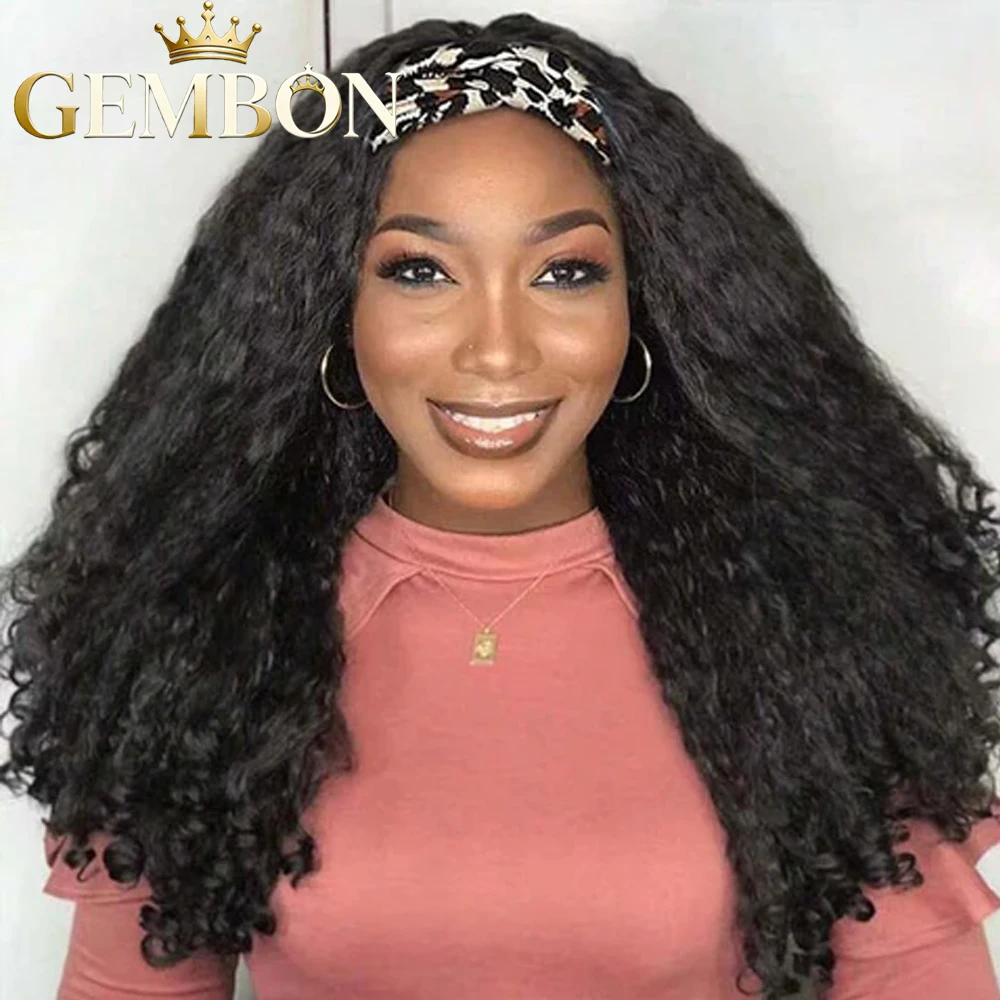 

Burmese Curly Headband Synthetic Hair Wig Fluffy Curly Synthetic Wigs with Headband Kinky Straight Glueless Wigs WIth Spiral Cur
