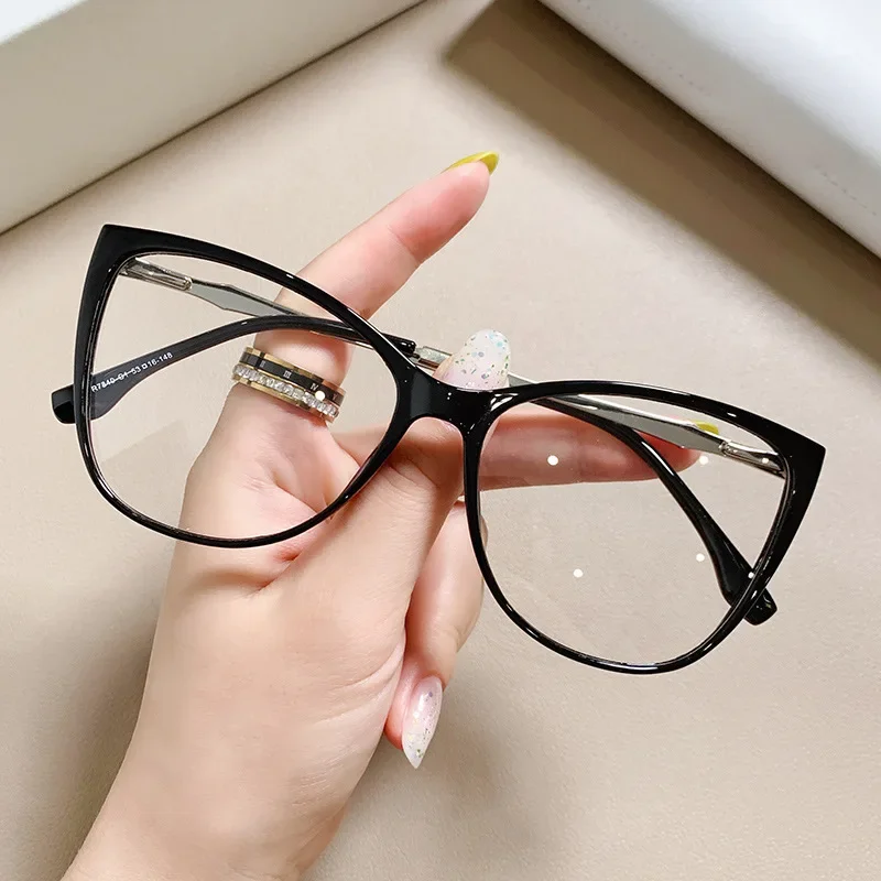 

Transparent Glasses Fashion Cat Eye Frame Anti Blue Light Glasses Plastic Titanium Frame for Women TR90 Computer Eyeglasses Очки