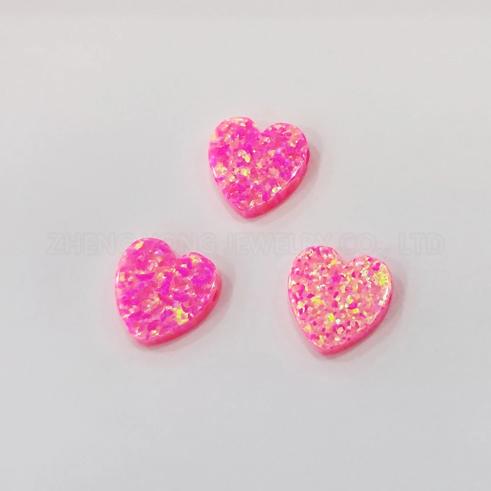 

1/50pcs Pink Heart Beads for Jewelry Making 6mm--12mm Lab Grown Opal OP43 Pink Heart Bracelet Charms