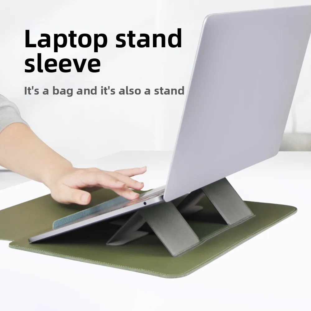 

Bracket Design Laptop Sleeve Bag Waterproof Stain-resistant Laptop Sleeve Case PU Leather Ultra-thin Laptop Bracket Inner Bag