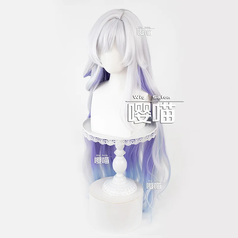วิกผมคอสเพลย์ Genshin Impact สีม่วงไล่ระดับสีน้ำเงิน วิกผมยาวหยักศกสำหรับผู้หญิงและเด็กผู้หญิง คริสตัลลินา ทาร์ตาลีอา สำหรับงานเทศกาลและสวมบทบาท