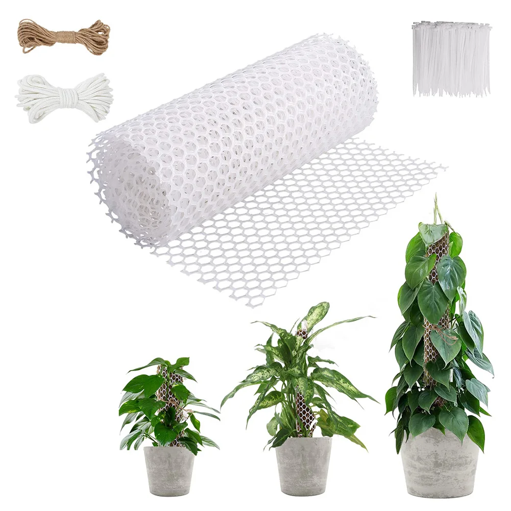 Poste de musgo de malla para plantas, accesorios de jardín flexibles suaves, láminas de plástico para musgo Monstera, palos de musgo DIY, red para