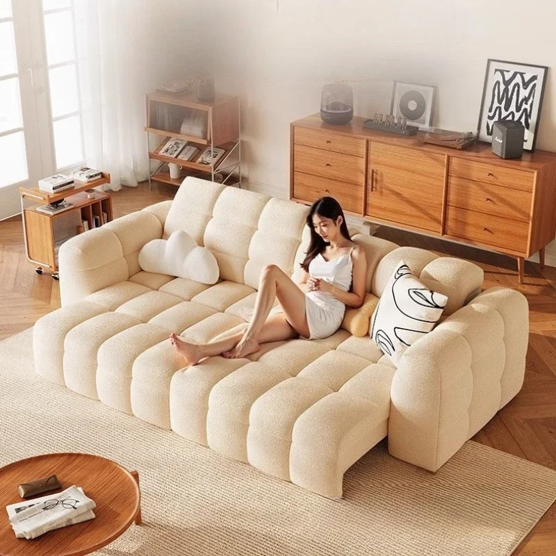 

White Nordic Minimalist Sofas Luxury Modern Style Lazy Lounge Sofa Floor Reclining Muebles Para Hogar Living Room Furniture