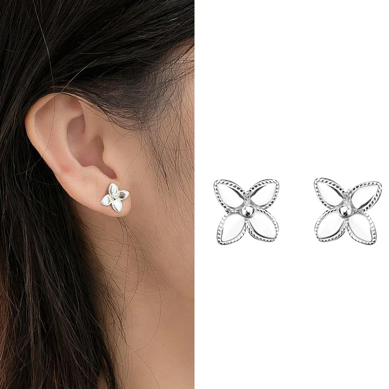 

100% 925 Sterling Silver Flower Earring for Women Girl Simple Fashion Plant Geometric Design Jewelry Birthday Gift Dropshipping