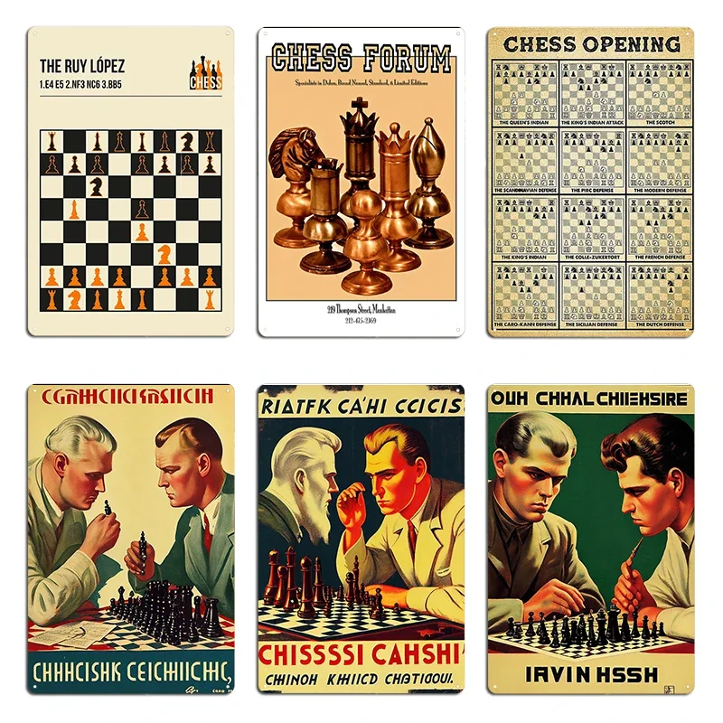Chess Common Lines In The Sicilian Defense Red Chess Metal Retro Wall Cave Create Designs Tin Sign Poster