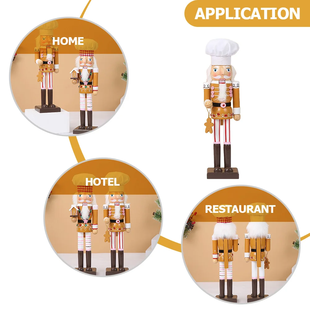 

1pc Gingerbread Man Wooden Xmas Nutcracker Ornament Desktop Decor For Christmas Party Home Hotel Restaurant Decoration