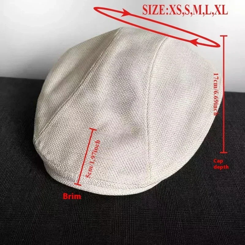 

Big Size Summer Linen Solid Newsboy Caps Men and Women Painter Beret Hats Adult Casual Ventilate Sunprotection Advancing Hat