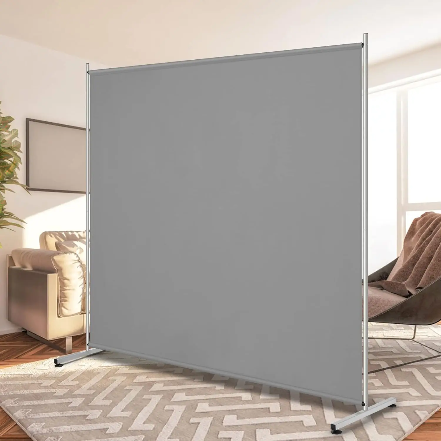 

Single Large Panel Room Divider, Privacy Screen for Office, Partition Separators, Freestanding Divider 71''W x 71''H, Gr