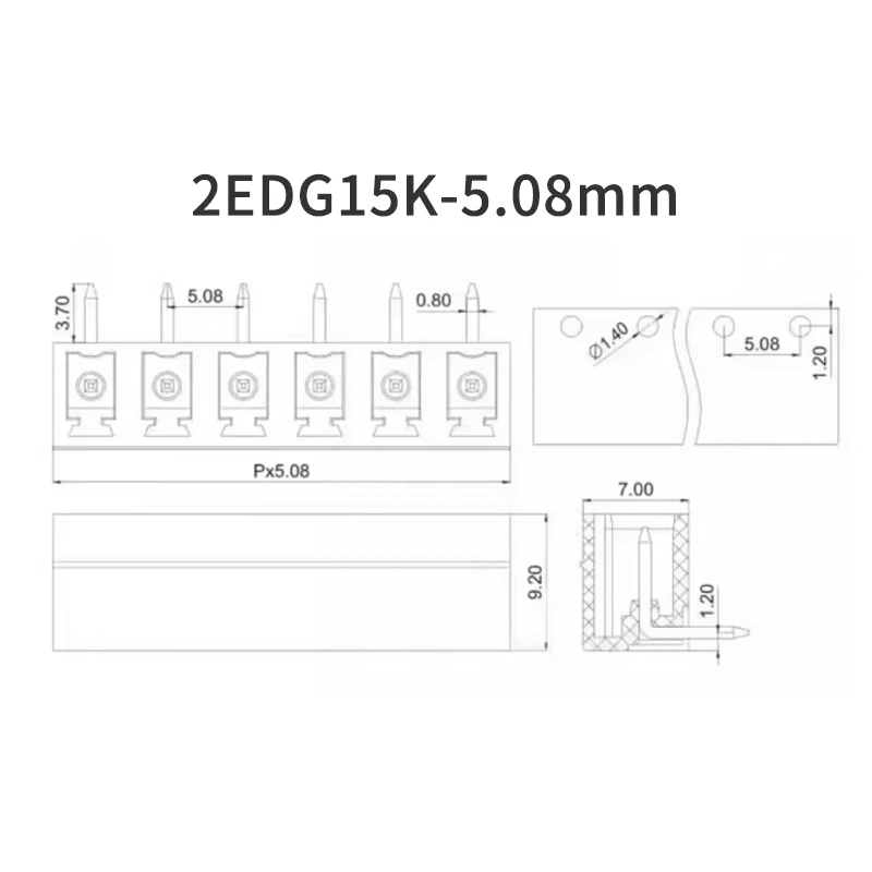 Bloco terminal de encaixe do PWB, indivíduo curvado, conector do ST, 2EDG15K/15EDGK/V/R-5.08mm, MC1.5, 2P, 3P, 4P, 5P, 5P, 6P-12P, 1 PC