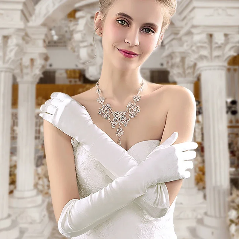 1PC 38CM Long Bridal Gloves for Wedding Performances Ball Costumes Accessories Opera Parties and Dinner Parties