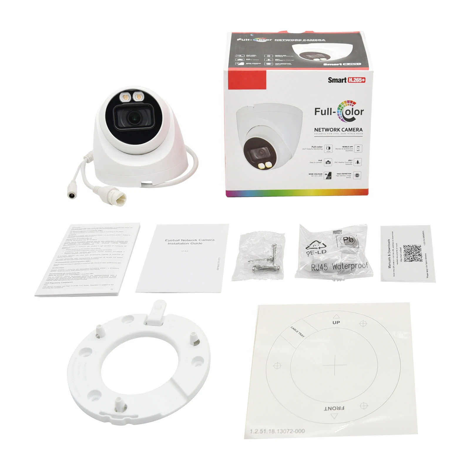 Dahua IPC-HDW2439T-AS-LED-S2 4MP IP Camera Full Color H.265+ IVS Intelligent detection Built in MIC  IP67 Dome Camera