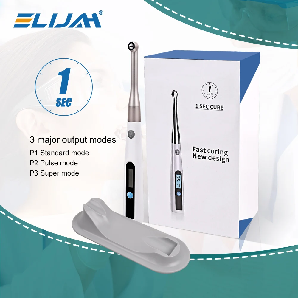ELIJAH Dental Curing LED-Lampe, kabellos, 1 Sekunde, Heillicht, 800–1400 mW/cm2, Zahnmedizin-Ausrüstung, Metallkopf, 360 °   Rotierende Laborwerkzeuge