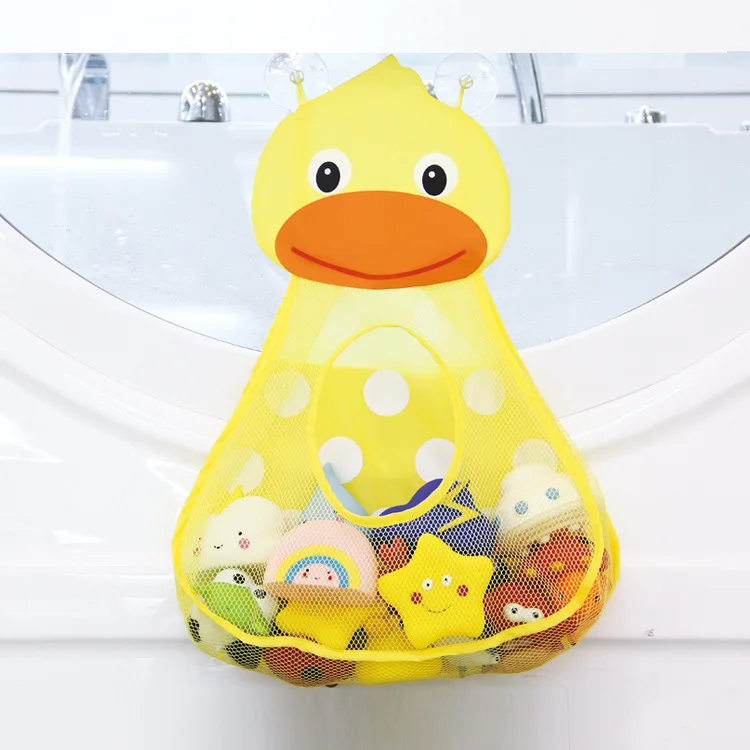 Baby Bath Toys Cute Duck Frog Mesh Net Toy Storage Bag Strong Suction Cups Bath Game Bag Bathroom Organizer Water Toys for Kids