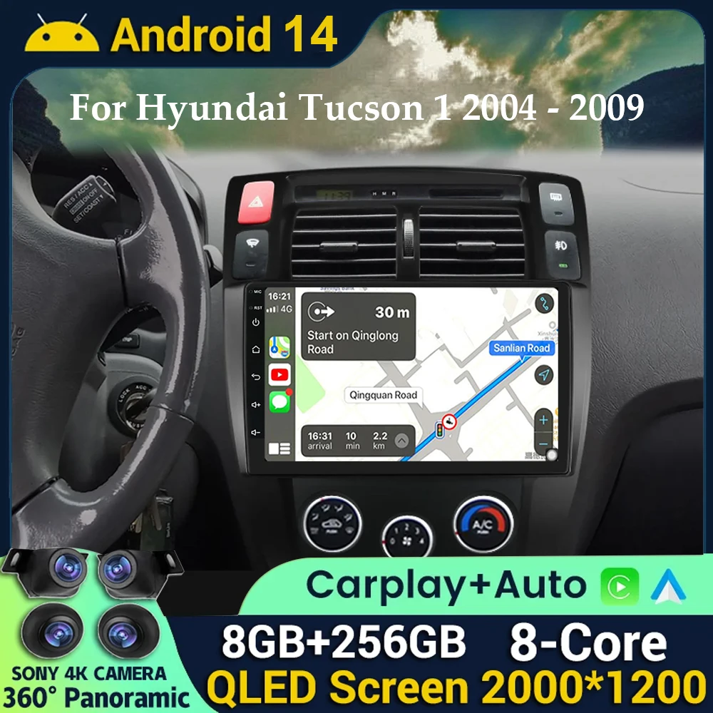 

Android 14 Car Radio for Hyundai Tucson 1 2004 - 2013 Multimedia Video Player Navigation Head Unit Stereo Carplay Auto Speakers