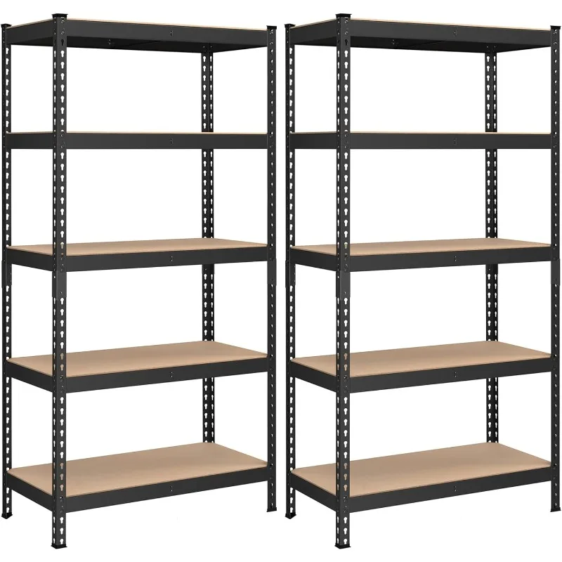 5-Tier Storage Shelves, Set of 2 Garage Storage, Boltless Assembly, Adjustable Shelving Units, 23.6