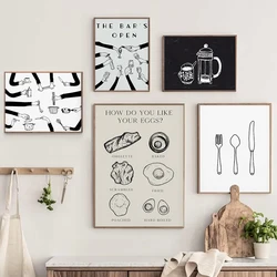 Vintage Funny Kitchen Food Cooking Breakfast Quotes Poster Wall Art Pictures Canvas Painting Kitchen Bakery Shop Home Decor