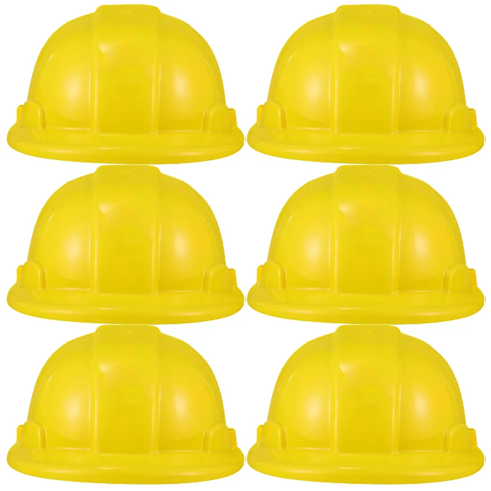 6Pcs Construction Worker Hat Durable Lightweight Kids Party Supplies Bright Colors Construction Hat Toy Kids Plastic Hats