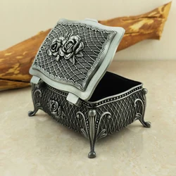 Vintage Metal Jewelry Box Flower Decor Necklace Bracelet Rings Storage Wedding Gift Organizer Carrying Cases Trinket Box