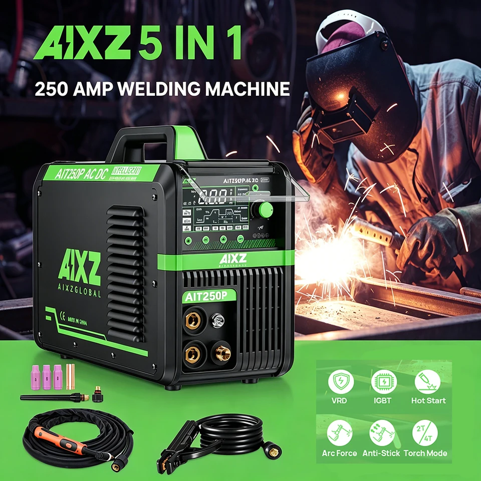 AIXZ 250 Amps 5 in 1 HF TIG Welder AIT250P AC/DC Aluminum Welding