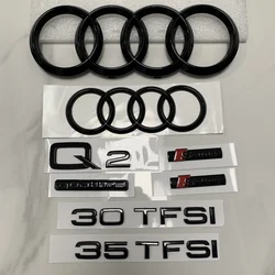 AUDI Q2 4 Ring Logo ABS Black 2016-2018 Car Hood Front Grill Rear Trunk Emblem Badge Sticker Quattro Sline Q2 Accessory refit