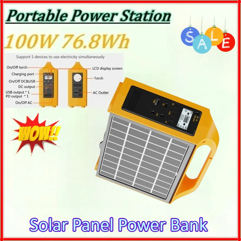

New 100W Portable Power Station 110V 220V Self Driving Household with Solar Panel Power Generation Outdoor Portable Power Supply