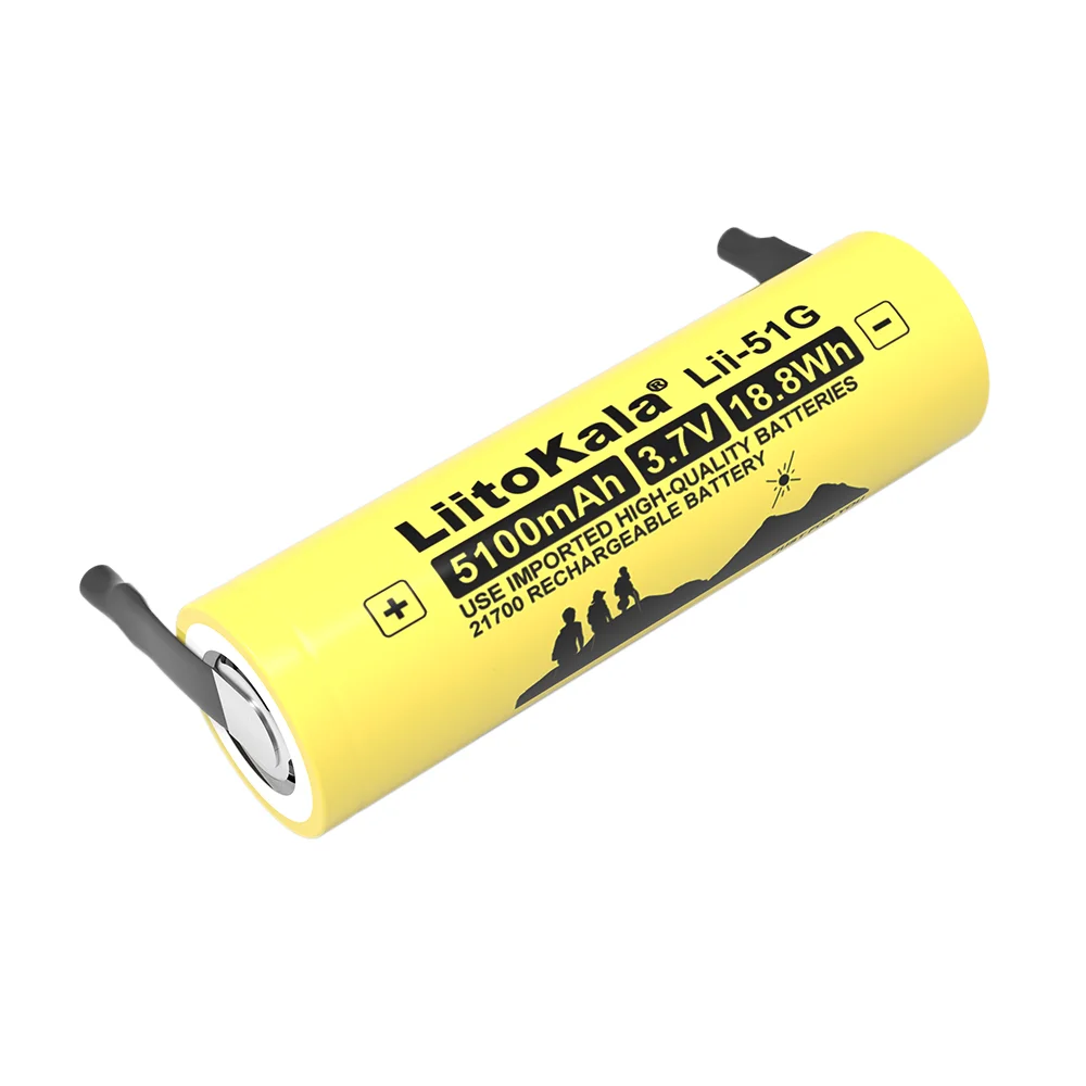 2024 LiitoKala Lii-51G 21700 3.7V 5100mAh akumulator o dużej pojemności litowo-jonowy 24v 36v akumulatory DIY nikiel arkusz