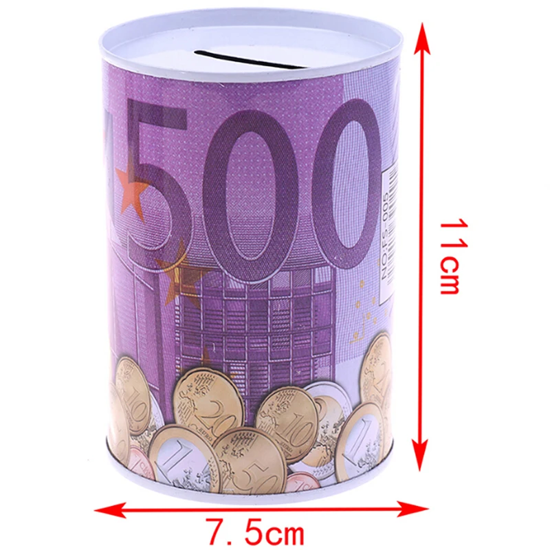 NEW Euro Dollar Money Box Safe Cylinder Piggy Bank Banks For Coins Deposit Boxes