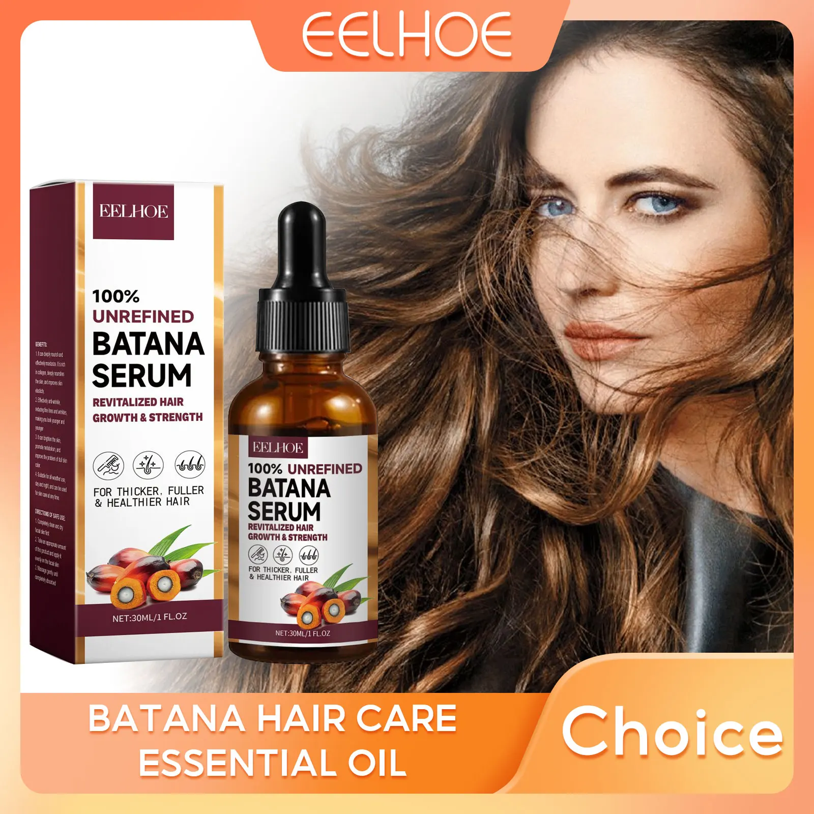 EELHOE Batana Hair Care Essential Oil Keratin Repair Hairs Damage Dry Frizz Moisturizing Smooth Hairs Nourish Hair Care Oil 30ml