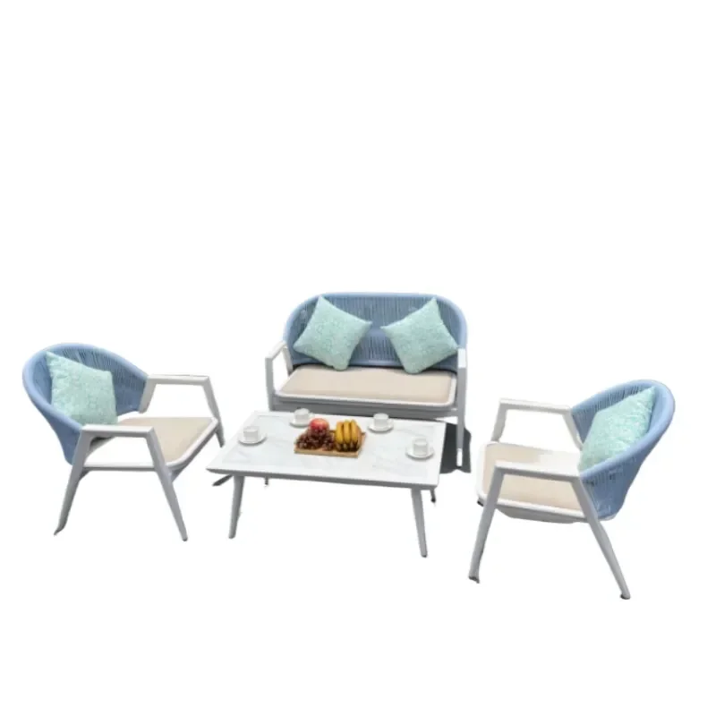 for Outdoor Italian Style Rattan Sofa Rain and Sun Protection Terrace Sunroom Garden Villa Furniture Homestay Courtyard Decor