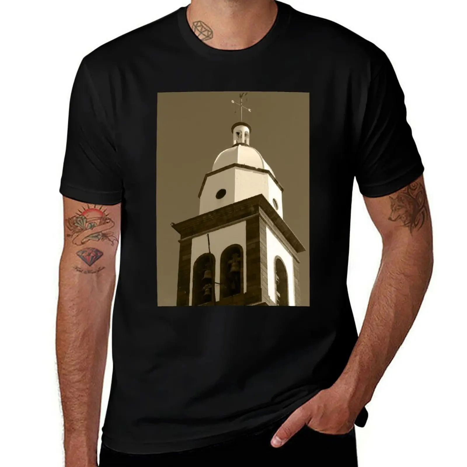 

San Gines Bell Tower Arrecife Lanzarote Tint Vertical T-Shirt custom t-shirts kawaii clothes Funny t-shirts men t shirt