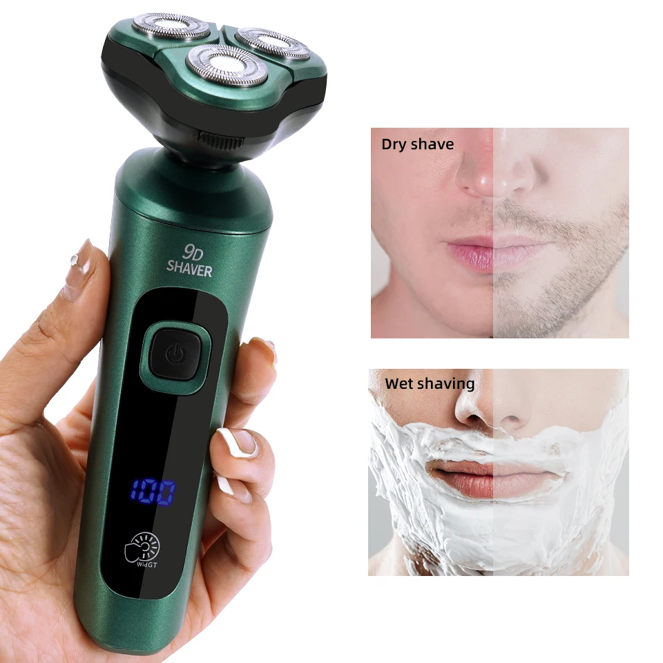 USB Rechargeable Multi-function Electric Shaver LCD Digital Display Three-head Floating Razor Beard Trimmer Hair Cutting Machine