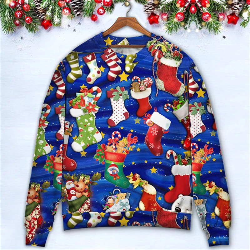 2024 Autumn Funny Cats Ugly Sweatshirts New Anime Cat Graphic Christmas Funny Sweat For Women Clothes Xmas Gift Boys Kids Tops