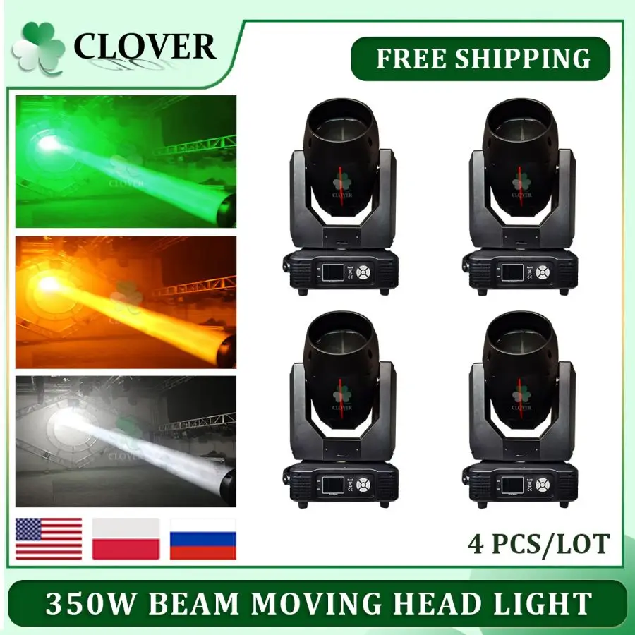 

Free Shipping 4Pcs New 17R 350W Beam Moving Head Light DMX512 Sound Control DJ Disco Music Party Bar Stage Lights For Wedding